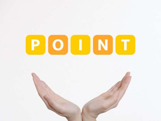 手の上にあるPOINTの文字